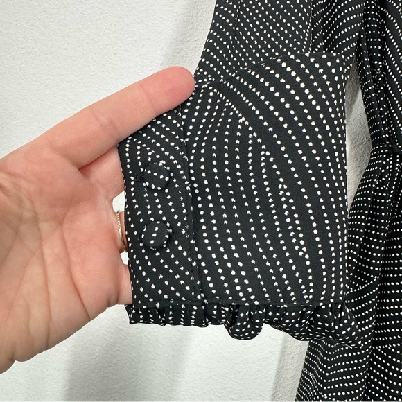 Madewell Tie-Waist Midi Dress in Dot Blouson Shirt Dress Button Down Casual Fall - Picture 7 of 12